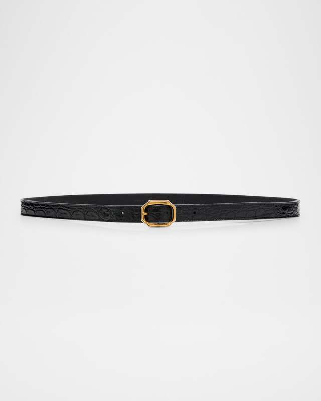 Ceinture Croc-Embossed Leather Belt